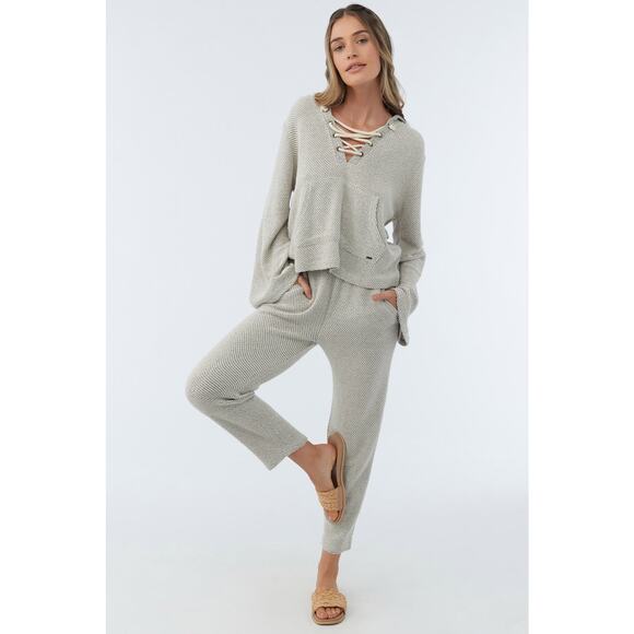 O’Neill Women’s Tanya Gray Knit Lounge Set Sz L Travel Comfy Beachy - Picture 1 of 16